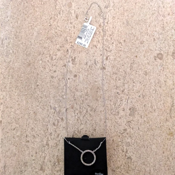 NWT Macy's 1/4 CTTW Diamond Circle Pendant With Sterling Silver Necklace. - Picture 6 of 8